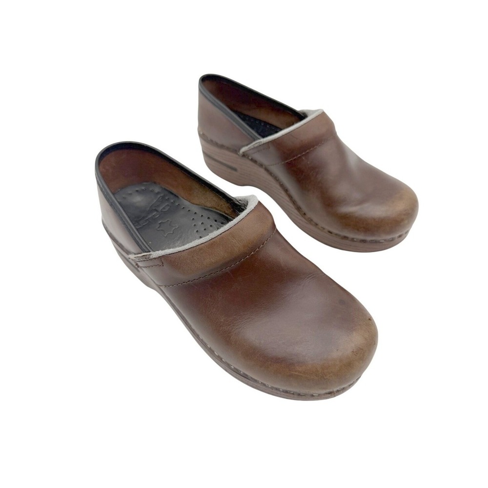 Dansko Womens Sz 36 Brown‎ Oiled Leather Slip On Professional Clogs Comfort